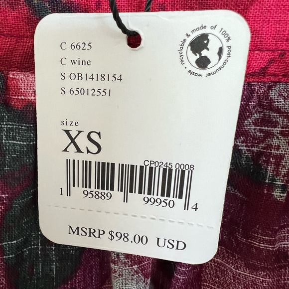 Free People ‘I Found You’ Top Size X-Small, Floral, Pouf Sleeve Button Down - Picture 9 of 9